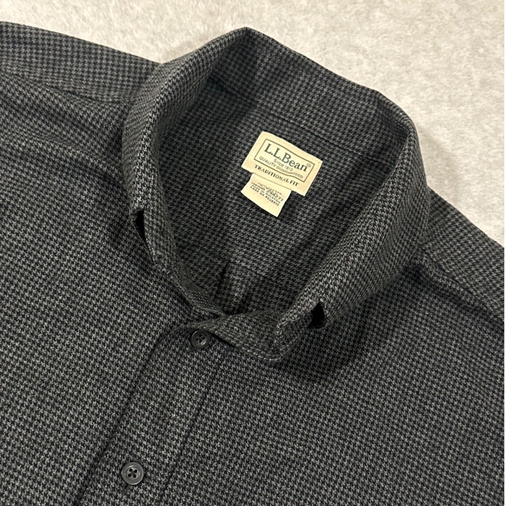 LLBean Traditional Fit Men LTall Long Sleeve Button Down Shirt Gray Plaid Cotton